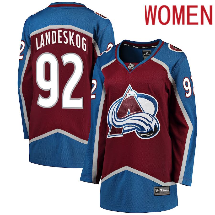 Women Colorado Avalanche #92 Gabriel Landeskog Fanatics Branded Burgundy Breakaway Player NHL Jersey